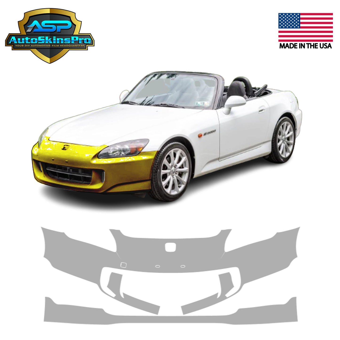 Precut Paint Protection Film (PPF) for 2004-2009 Honda S200 Vert Front Bumper