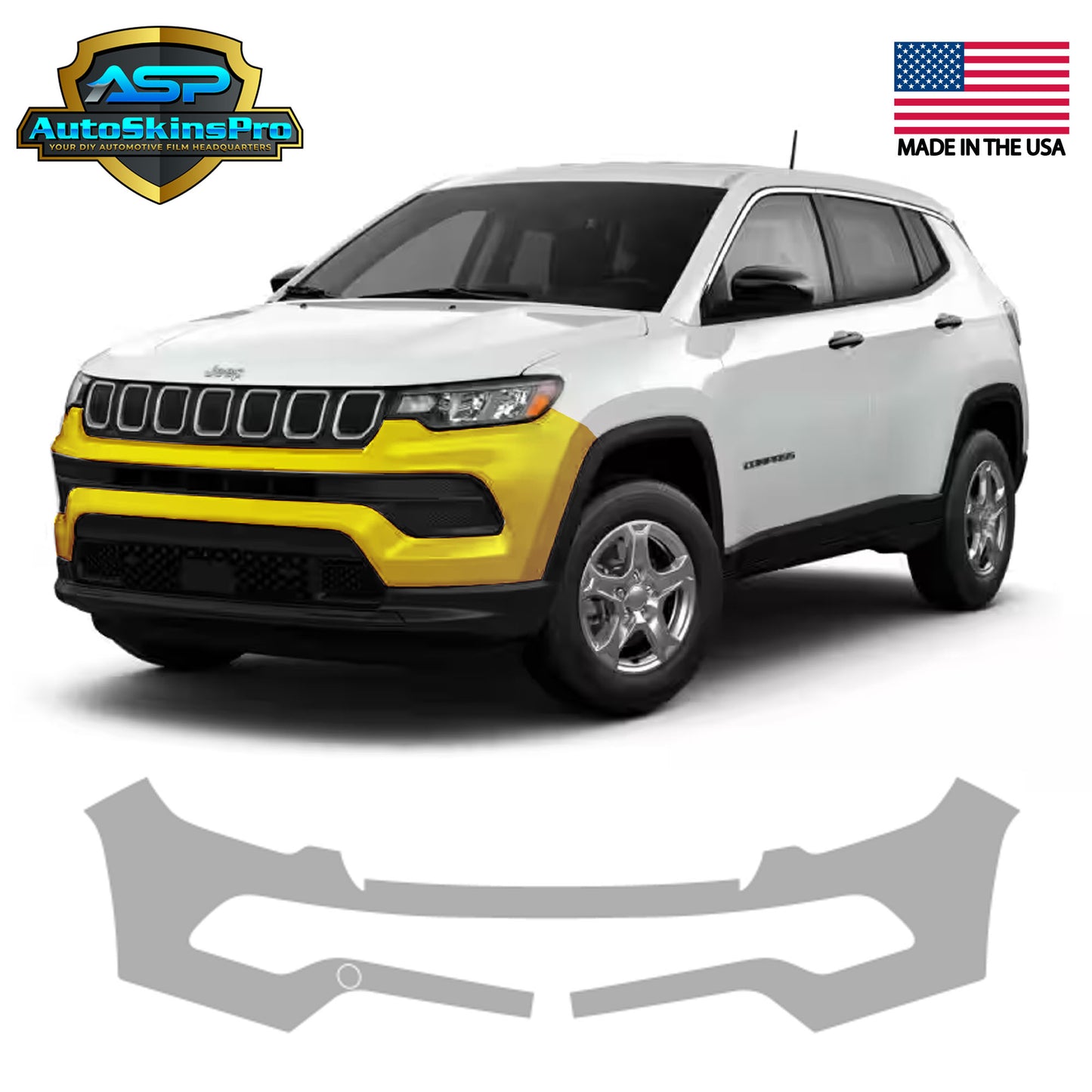 Precut Paint Protection Film for 2022-2025 Jeep Compass 4D SUV Front Bumper