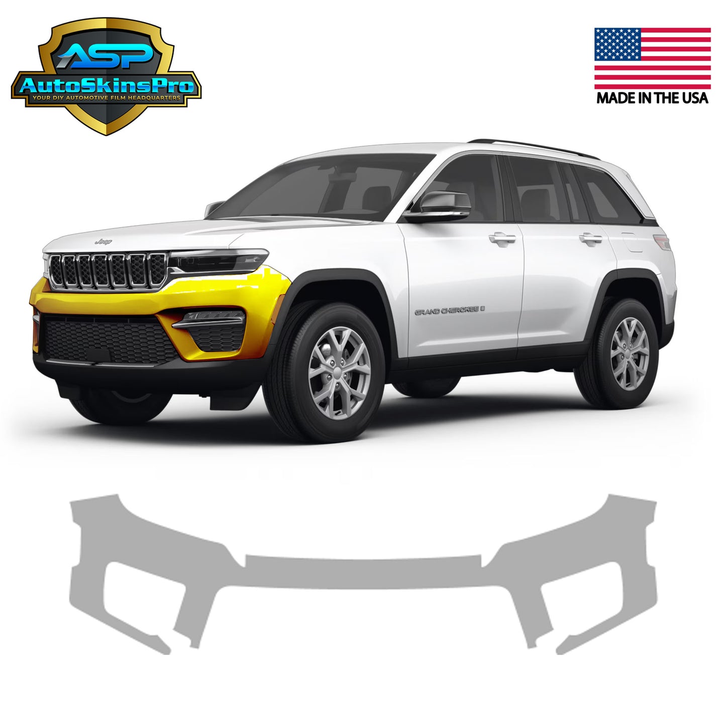 Precut Paint Protection Film for 2021-2024 Jeep Grand Cherokee L Front Bumper