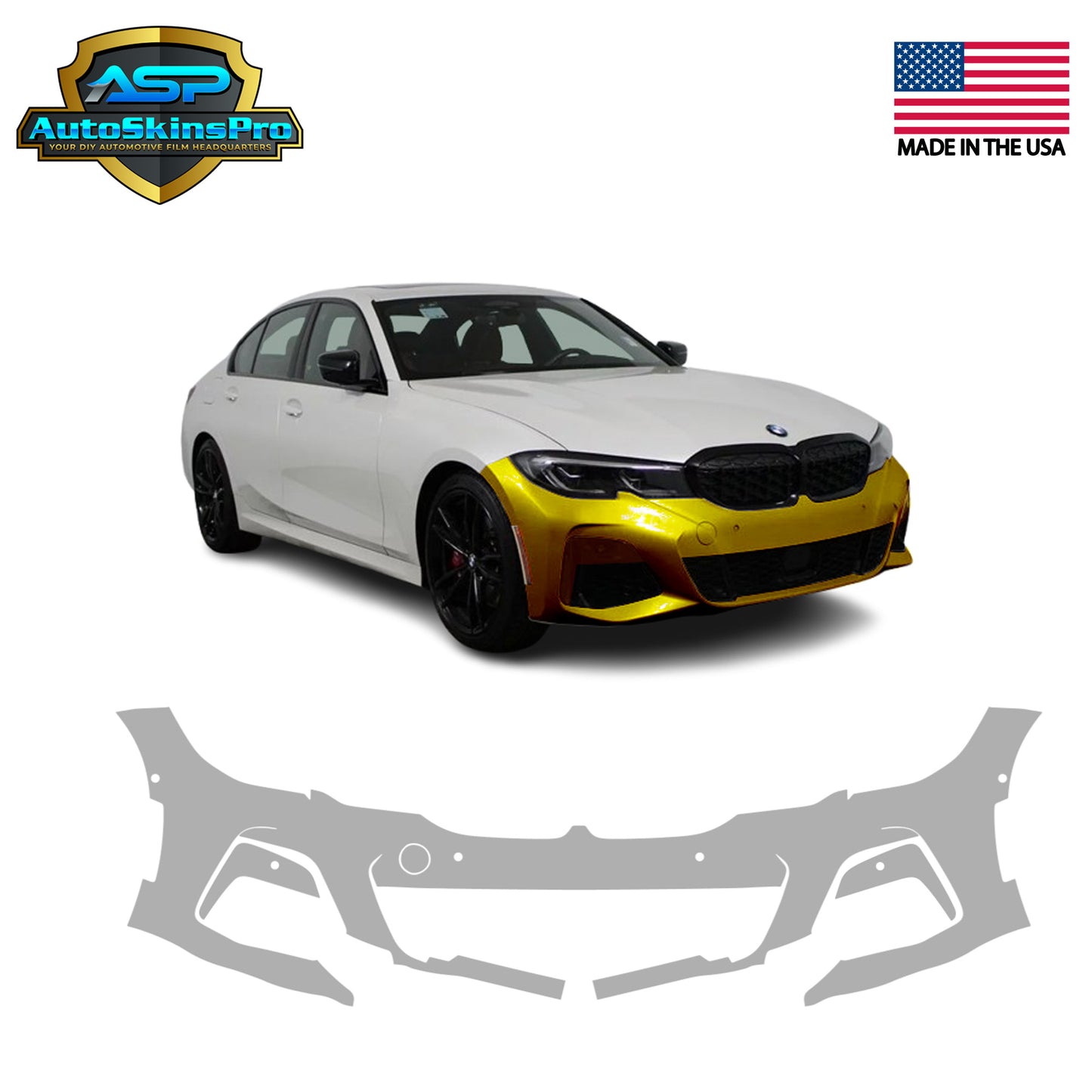Precut Paint Protection Film (PPF) 19-22 BMW 3-series M Sport Front Bumper (G20)