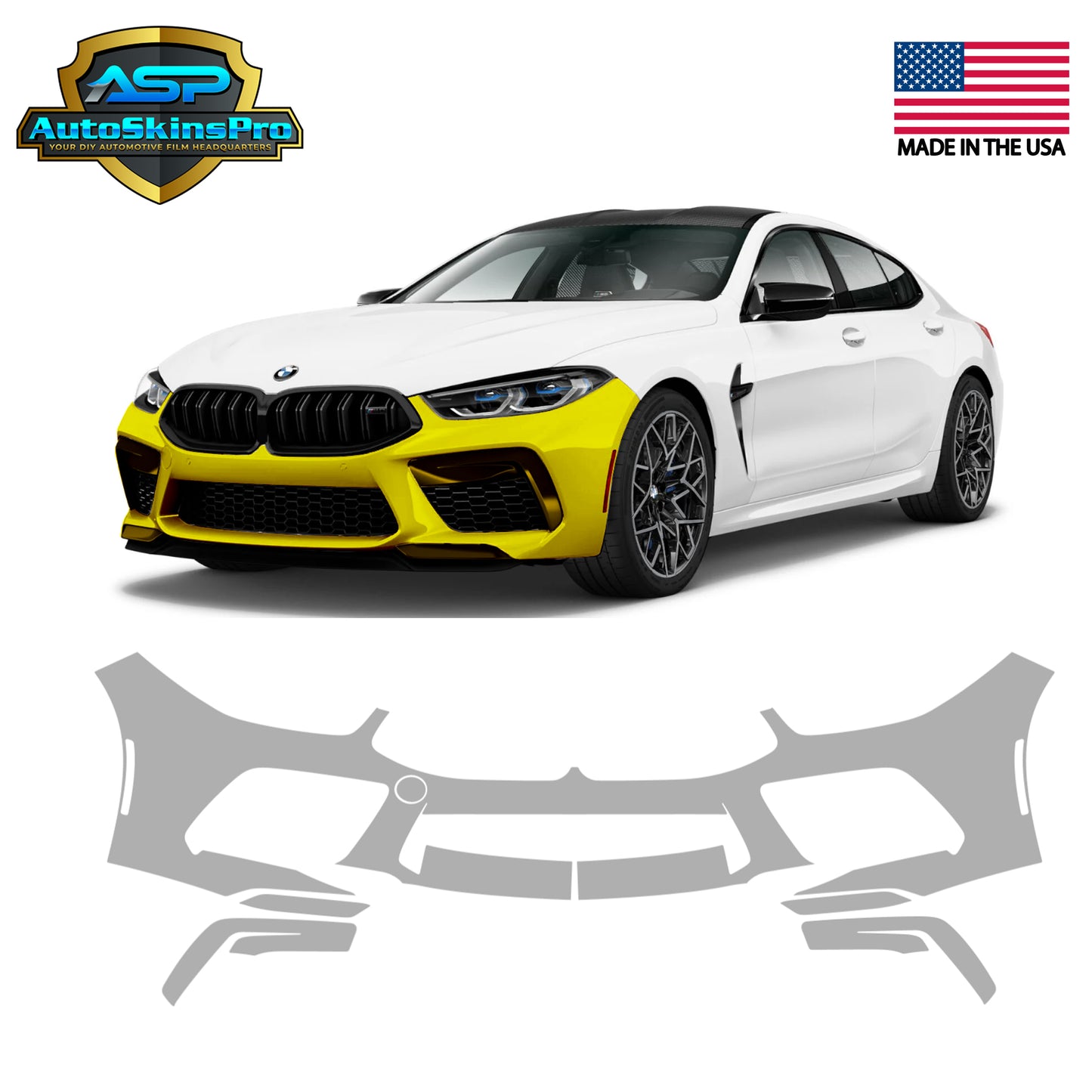 Precut Paint Protection Film (PPF) 20-25 BMW M8 / M8 Gran Coupe Front Bumper