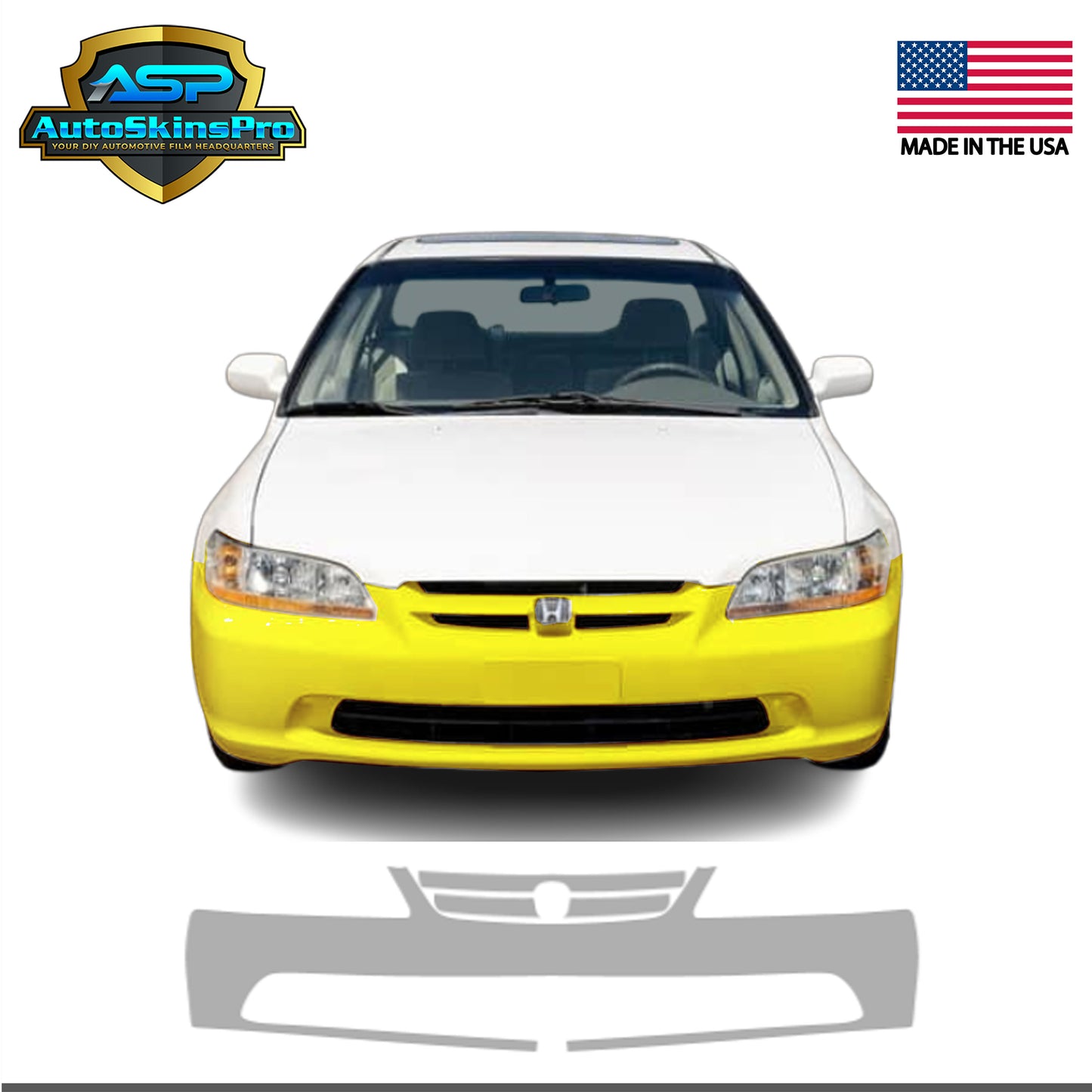 Precut Paint Protection Film (PPF) for 1998-2002 Honda Accord Sedan Front Bumper
