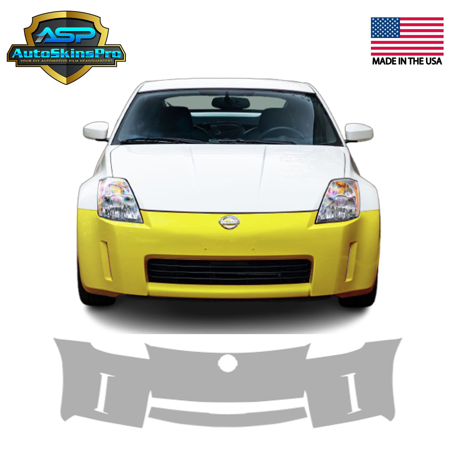 Precut Paint Protection Film (PPF) for 2003-2009 Nissan 350z Front Bumper