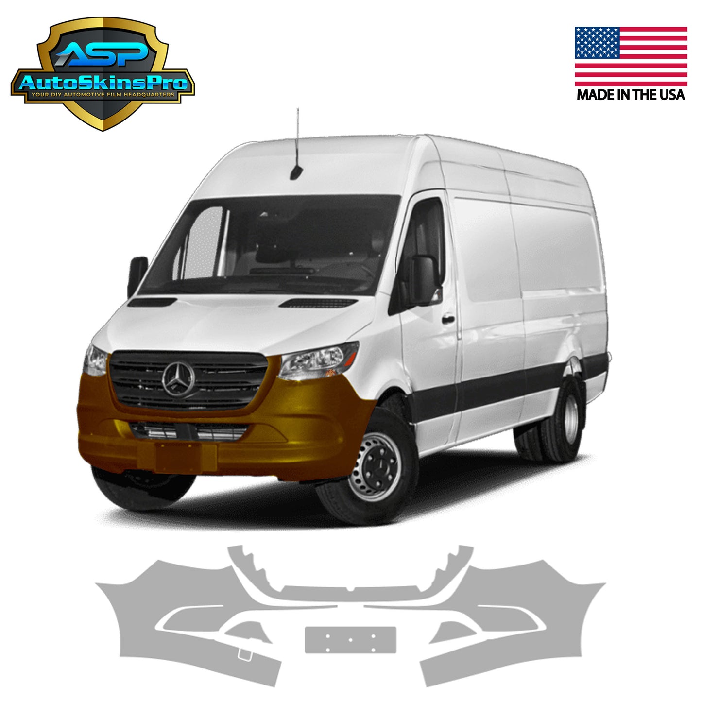 Precut Paint Protection Film for 2019-2025 Mercedes-Benz Sprinter Front Bumper