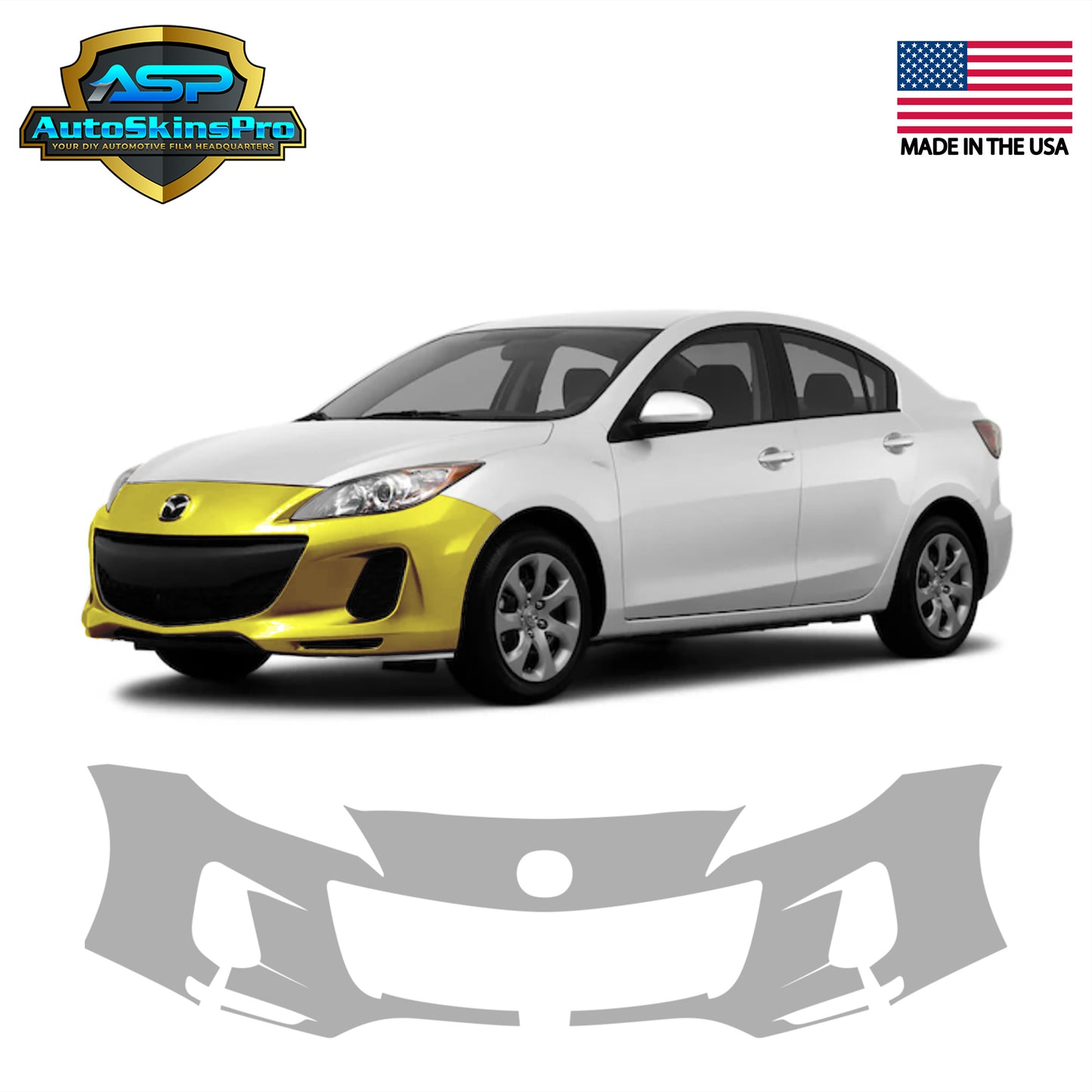 Precut Paint Protection Film (PPF) for 2012-2013 Mazda 3 Front Bumper